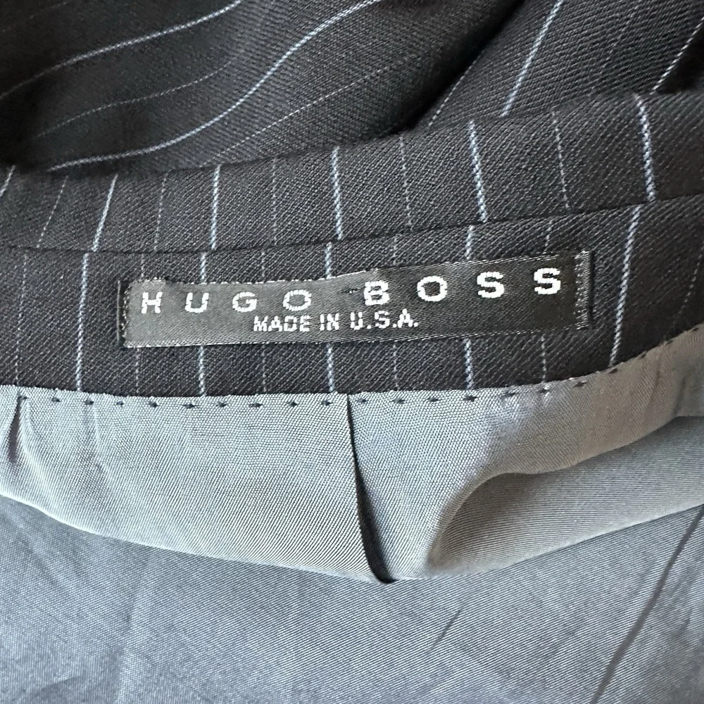 Hugo‎ Boss Rossellini Cinemau Wool Jacket Sport Coat Men's 44L Black  Pinstripe